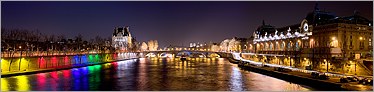 La Seine, le quai des Tuileries et la gare d'Orsay en vue panoramique (CANON 20D + EF 17-40 L)